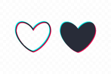 Pixelated Heart line icon, sign, symbol, logo. Tricolor signのイラスト素材