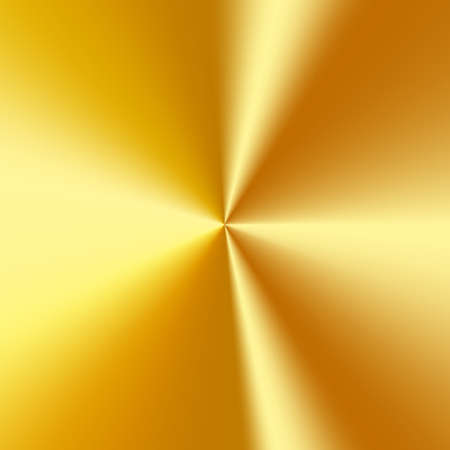 Radial polished texture golden metal background. Vector textured technology gold color background with circular polished, brushed concentric texture. Gold, brass, copper or bronzeのイラスト素材