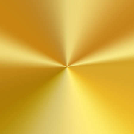Radial polished texture golden metal background. Vector textured technology gold color background with circular polished, brushed concentric texture. Gold, brass, copper or bronzeのイラスト素材