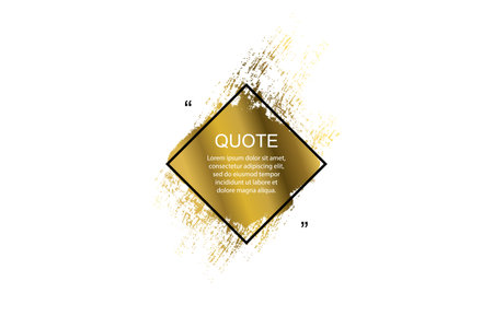 Golden Quote box frame, big set. Quote box icon. Texting quote boxes. Blank Grunge brush background. Vector illustrationのイラスト素材