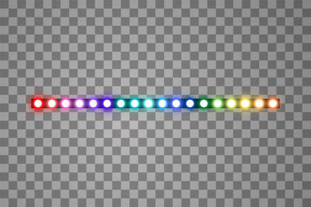 Colorful Shining led vector stripes, neon illumination on transparent backgroundの写真素材