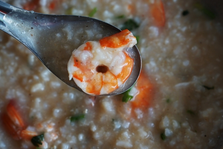 Thai Rice Soup With Shrimp (Khao Tom Goong)の写真素材