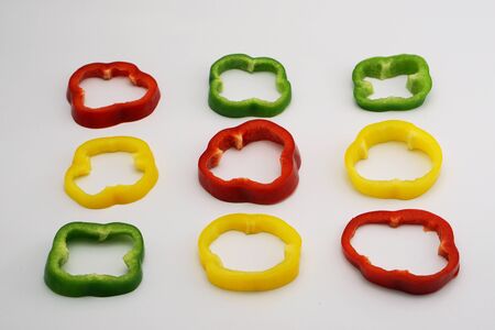 isolated bingo game from red green yellow sweet pepper
