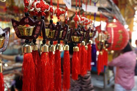 lucky charm sale for the tourist at the Buddhist templeの写真素材