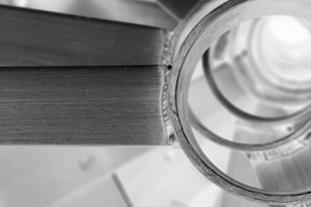 abstract black and white round metal shapeの写真素材