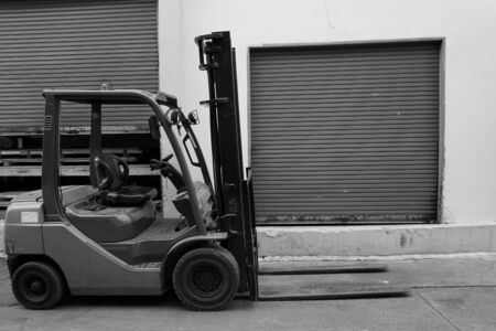 black and white forklift in the factory