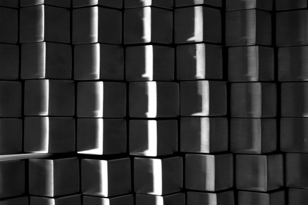 abstract of black and white metal blockの写真素材