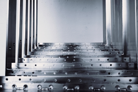 abstract black and white of metal stepsの写真素材