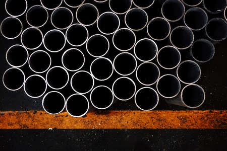 abstract stack of round metal tube for background usedの写真素材