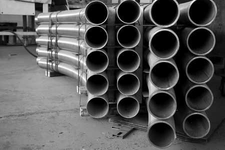 abstract stack of round metal tube for background usedの写真素材