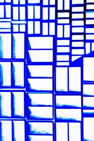 abstract of blue square block shape with white background