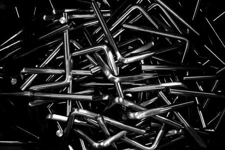 abstract group of metal hooks for background usedの写真素材