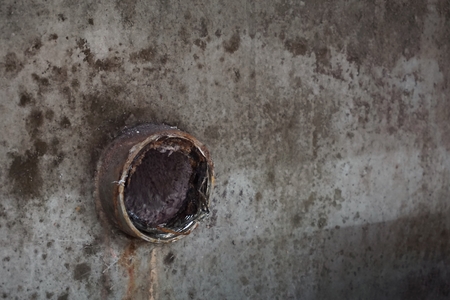 damage of old water pipe system in the factoryの写真素材