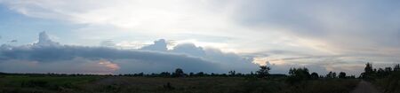 It is going to rain at the countryside in Thailand in panorama scene