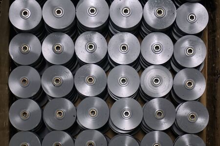 abstract group of plastic wheels in the factory
