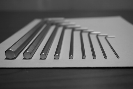 line up of hex wrench set toolsの写真素材