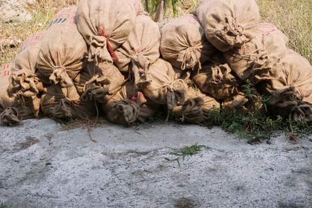 stack of brown bags in the factory