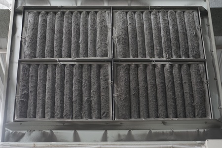full of dust in dust filters in industry