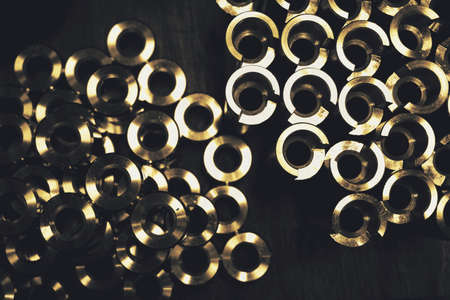 close up group of metal circle in shapeの写真素材