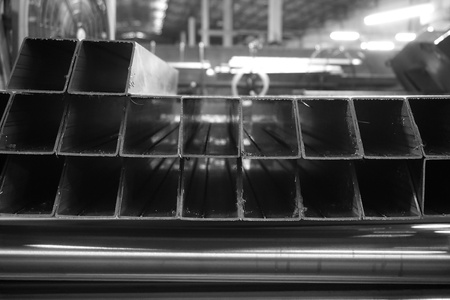 stack of square metal tube for background usedの写真素材