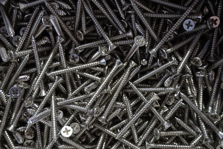 group of stainless steel screw spare partsの写真素材