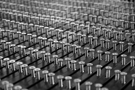 abstract screw field on the black nylon partの写真素材