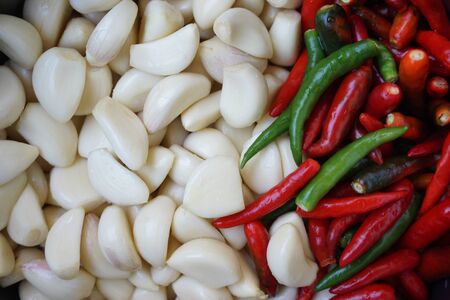 group of galic and cilli for background usedの写真素材