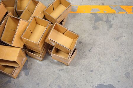 stack of carton boxes ready for shipment in factoryの写真素材