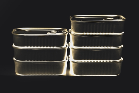 close up food tin can on the black backgroundの写真素材
