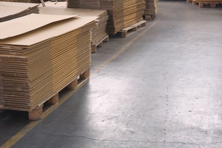 stack of carton boxes ready for shipment in factoryの写真素材