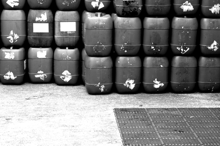 group of chemical plastic container in the factoryの写真素材