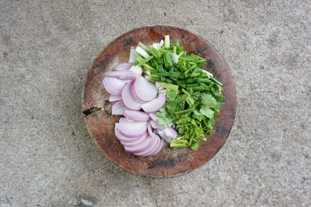 prepare fresh Thai herbs for cooking in kitchenの写真素材