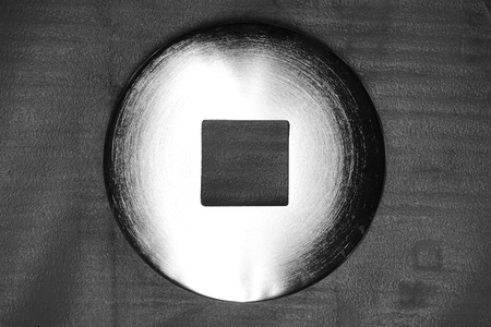 abstract of circle metal sheet for background usedの写真素材