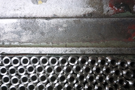 abstract of circle metal tube for background usedの写真素材
