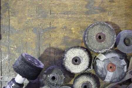 group of polishing wheel used in the factoryの写真素材