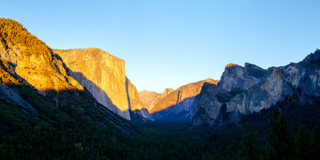 Panoramic view of Yosemite nation park, California, USA.の写真素材
