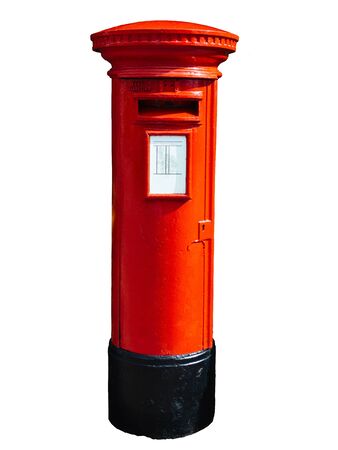 Red post box isolated on white.の写真素材
