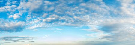 Vibrant color panoramic sky with cloud on a cloudy day. Beautiful cirrus cloud. Panorama high...