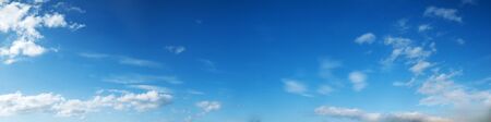Vibrant color panoramic sky with cloud on a sunny day. Beautiful cirrus cloud. Panorama high...