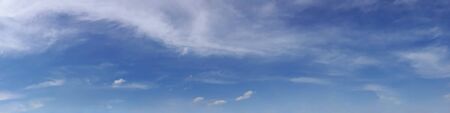 Vibrant color panoramic sky with cloud on a sunny day. Beautiful cirrus cloud.の写真素材
