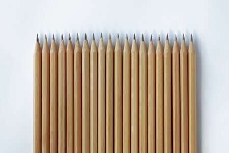 Group of wooden pencil isolated on white background. Education conceptual.の写真素材