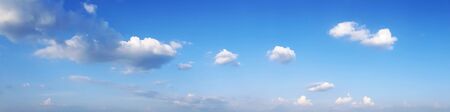 Panorama sky with cloud on a sunny day. Beautiful cirrus cloud. Panoramic image.の写真素材
