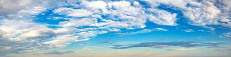 Panorama sky with cloud on a sunny day. Beautiful cirrus cloud. Panoramic image.の写真素材