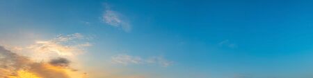 Panorama of Dramatic vibrant color with beautiful cloud of sunrise and sunset. Panoramic image.の写真素材
