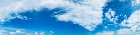 Panorama sky with cloud on a sunny day. Beautiful cirrus cloud. Panoramic image.