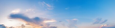 Panorama of Dramatic vibrant color with beautiful cloud of sunrise and sunset. Panoramic image.の写真素材