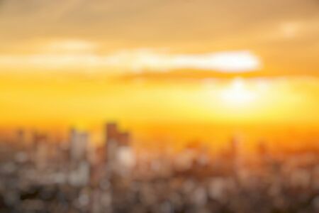 Blur background of Tokyo city skyline in the evening. Abstract background.の写真素材