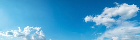 Panorama sky with cloud on a sunny day. Beautiful cirrus cloud. Panoramic image.の写真素材