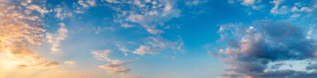 Panorama of Dramatic vibrant color with beautiful cloud of sunrise and sunset. Panoramic image.の写真素材