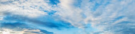 Panorama sky with cloud on a sunny day. Beautiful cirrus cloud. Panoramic image.の写真素材